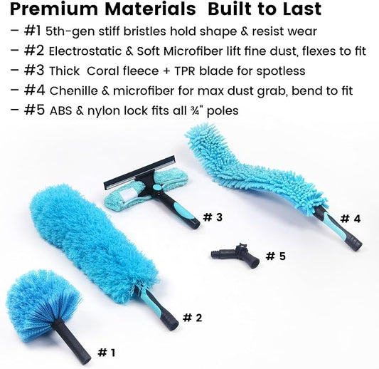 Ceiling Fan Duster Kit – 5-in-1 Bendable & Dual-Sided Heads – Washable Dusters - Image 2