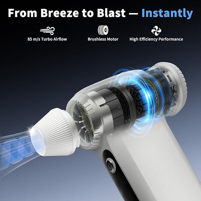 Electric Air Duster 200000RPM Brushless Motor, Cordless Compressed Air Blower - Image 2