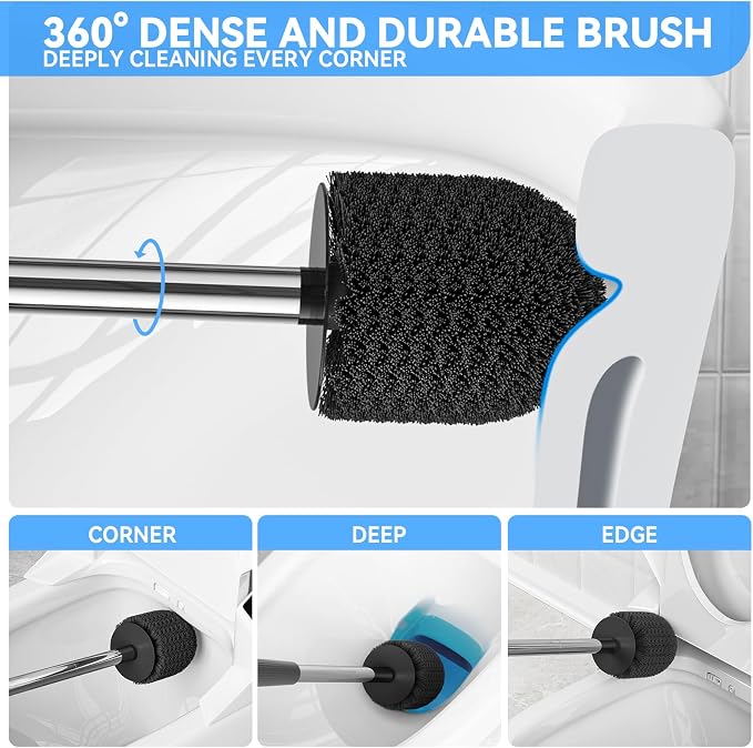 TRENTI Toilet Brush, Toilet Brush and Holder Set, Bristles Toilet Bowl Brush - Image 3