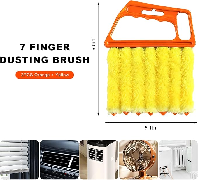2 PCS Blind Cleaner Duster Tool, 7 Finger Handheld Duster Window Shutters - Image 2