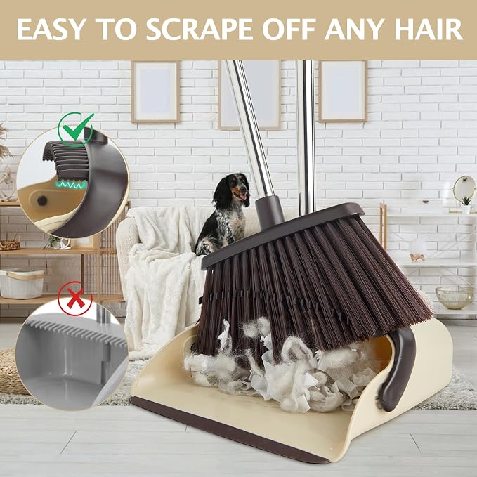 Broom and Dustpan Set with Long Handle, Heavy Dust Broom and Dustpan Combo - Image 4