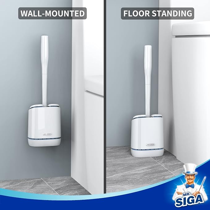MR.SIGA Toilet Bowl Brush and Holder, Durable and Flexible Bristles, Wall - Image 4