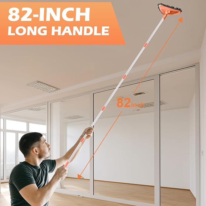 Wall Cleaner Triangle Mop with 82'' Long Handle - Image 2