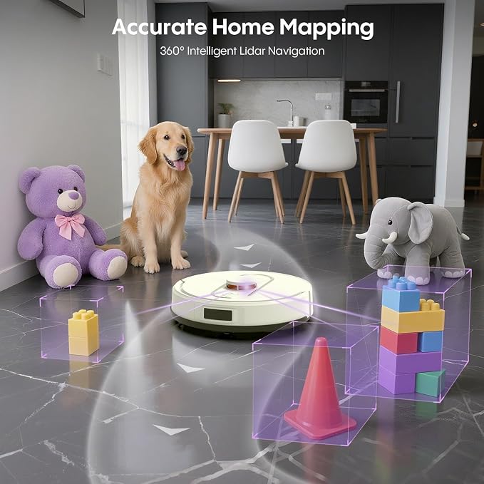 Bagotte Robot Vacuum and Mop, 5000Pa Robotic Vacuums, Self Emptying Station - Image 5
