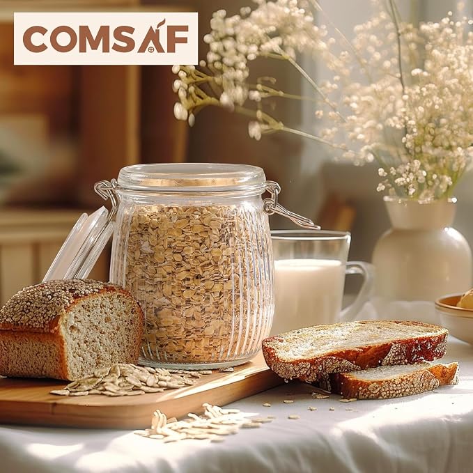 ComSaf Airtight Glass jar with lid 26oz Set of 6, Glass Storage Containers with - Image 6