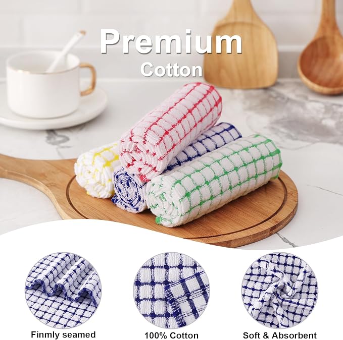 Kitinjoy Cotton 12 Pack Terry Kitchen Dish Cloths, 12 x 12 Inches Super Soft - Image 2
