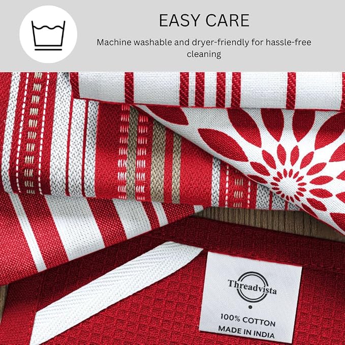 Assorted Kitchen Towels 100% Cotton Large 16x26 Inch Set of 5 - Image 6