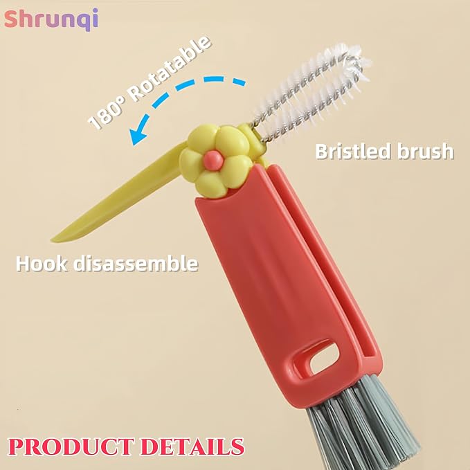 3 in 1 Cup Lid Cleaning Brush, 3 in 1 Multifunctional Cleaning Brush Portable - Image 4
