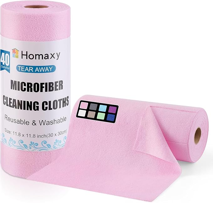 Homaxy Tear Away Dish Cloths Rolls, 40 Sheets-11.8" X 11.8", Reusable Washable by Homaxy