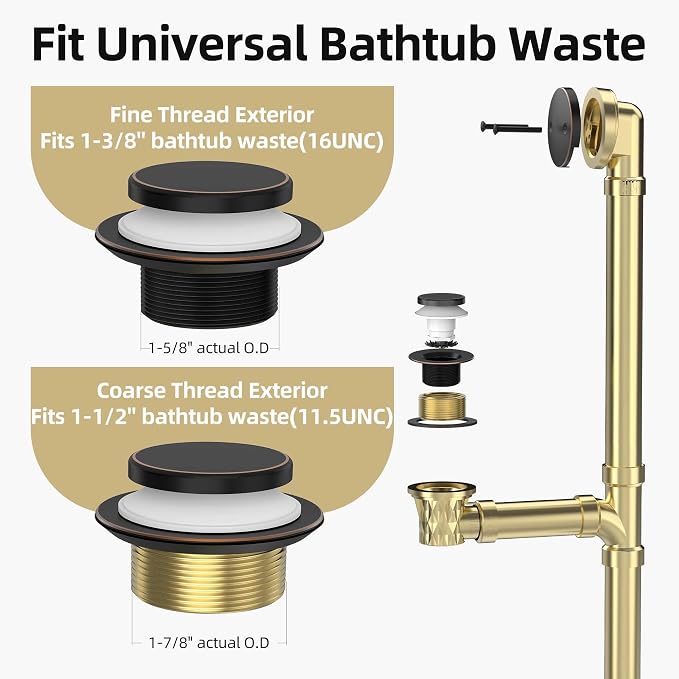 Oil Rubbed Bronze Tub Drain Kit - Image 4
