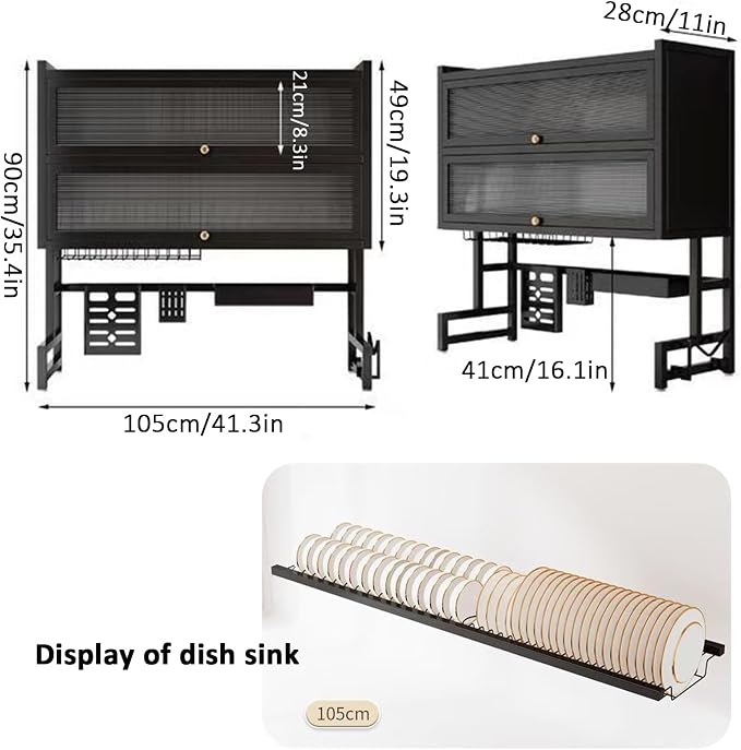 Over The Sink Dish Drainer Drying Rack 4 Tiers - Image 7