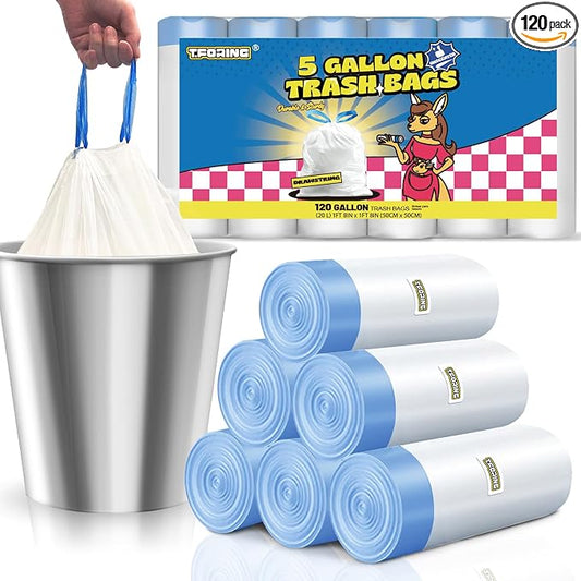 5 Gallon Trash Bags Drawstring 1.1 Mil by TFORING%C2%AE