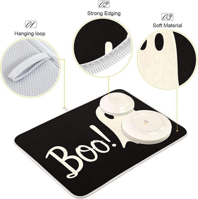 Halloween Ghost Boo Dish Drying Mat - Image 2