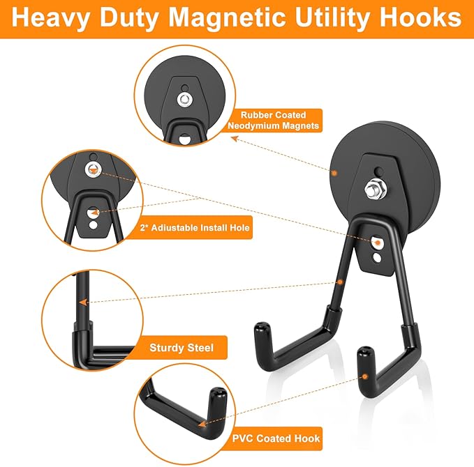 ENUODA Strong Magnetic Hooks Heavy Duty Magnet Garage Hooks - Image 3