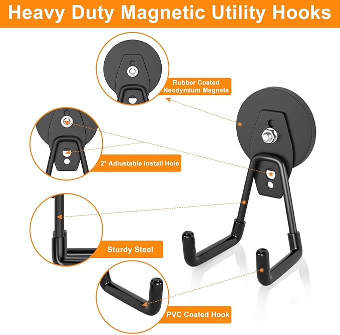 ENUODA Strong Magnetic Hooks Large Rare Earth Magnet Hooks Heavy Duty Utility - Image 3