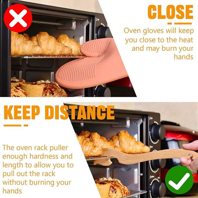 Oven Rack Puller, Wood Oven Rack Push Pull Tool, Prevent Scalding, Pull out Hot - Image 3