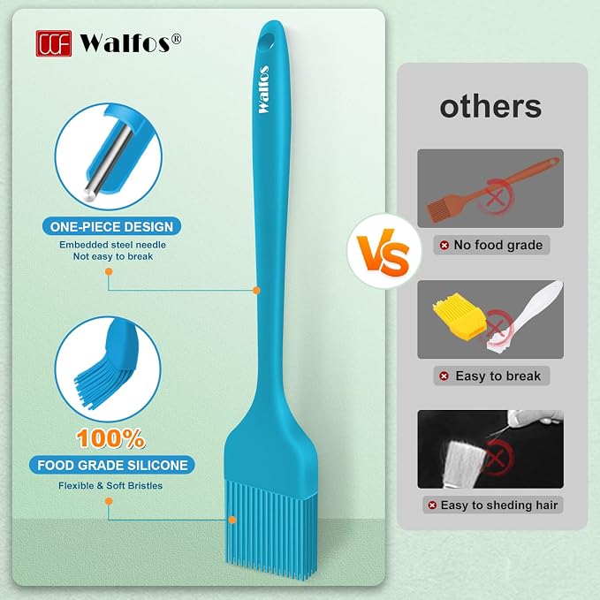 Walfos Silicone Basting Brush Set, 5 Pieces Heat Resistant Pastry Brush - Image 8