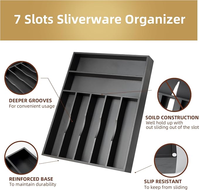 Silverware Organizer Bamboo Kitchen Drawer Organizer Utensil Organizer - Image 4