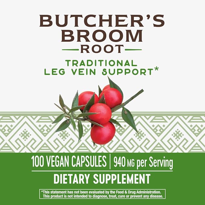 Nature's Way Butcher's Broom Root, Traditional Leg Vein Support*, 100 Vegan - Image 2