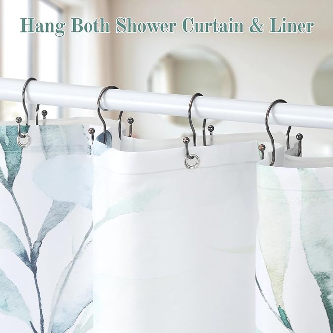 Goowin Shower Curtain Hooks, Stainless Steel Shower Curtain Hangers, Metal - Image 6