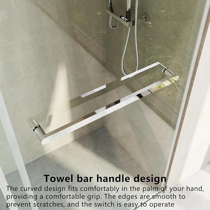 Frameless Soft Close Shower Door, 72 "H, 3/8" Clear Tempered Glass, Double - Image 7