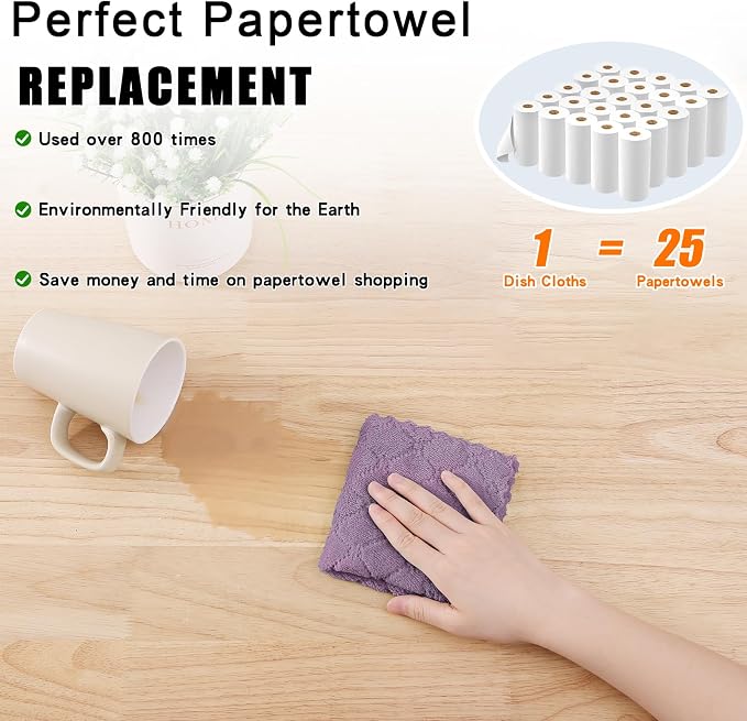 Homaxy 12 Pack Kitchen Cloths Dish Towels, Super Soft and Absorbent Dish Cloths - Image 8