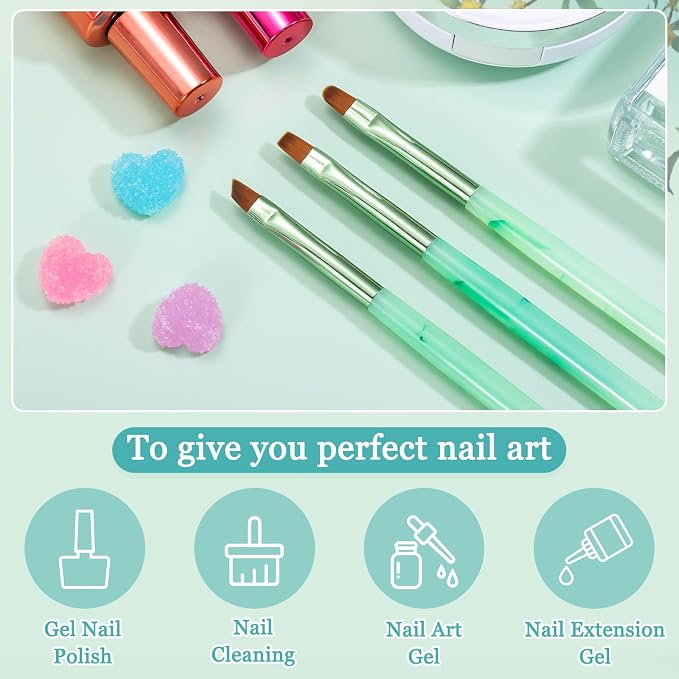 Green Nail Art Clean Up Brushes - Image 2