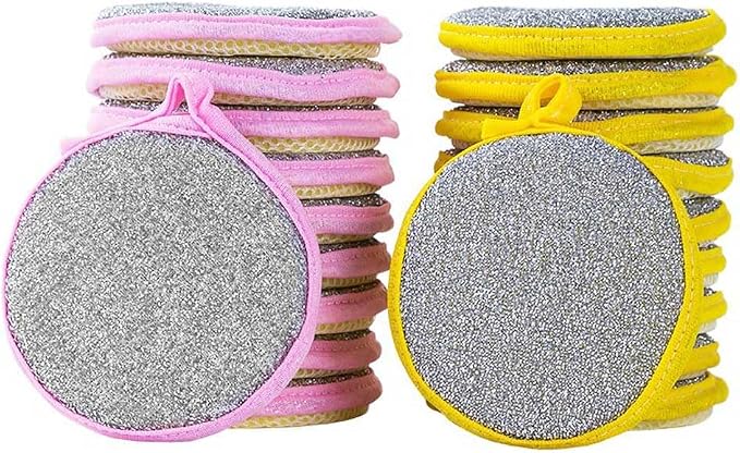 20 Pcs Washing Dishes Sponges Double-Sided Dishwashing Sponge Scrubber Round by Teensery