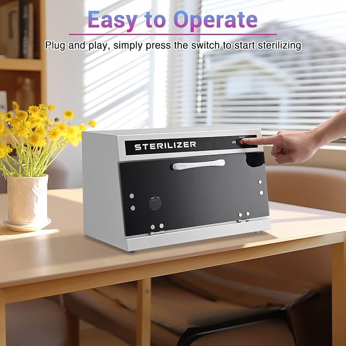 13L Nail Tool Cleaning Machine Cabinet 185 to 254 nm Blue Light Removable Rack - Image 4