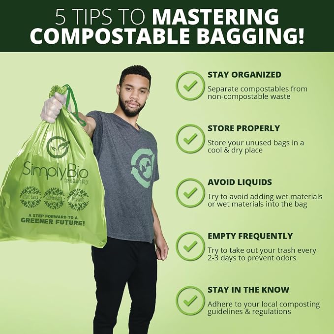 Simply Bio 13 Gallon Compostable Trash Bags Liners Drawstring, Heavy Duty Extra - Image 7