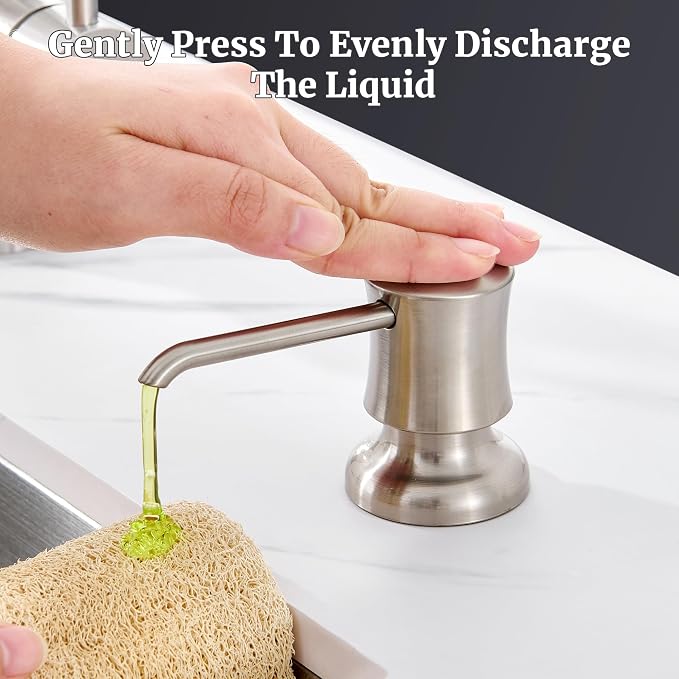 Soap Dispenser for Kitchen Sink Brushed Nickel, Built-in and Refill-from-Top - Image 4