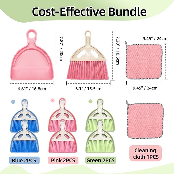 6Pcs Small Dust Pan and Brush Set - Image 4