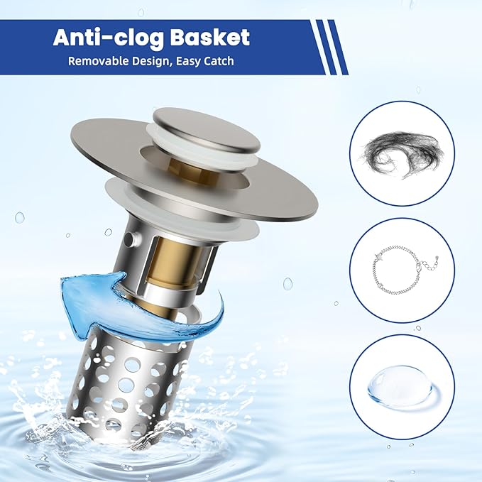 Universal Bathroom Sink Drain Strainer Hair Catcher Upgraded - Image 2