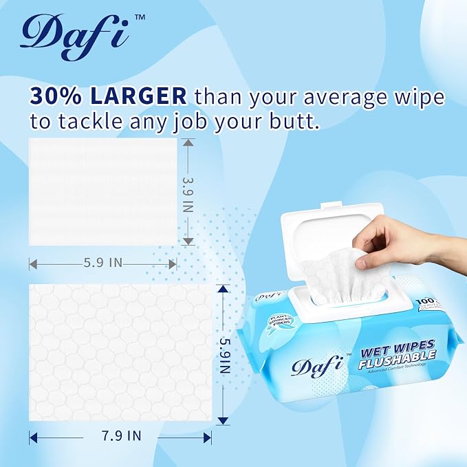 DAFI Flushable Wipes for Adult Wet Wipes, Total 300 Unscented Toilet Wipes - Image 3