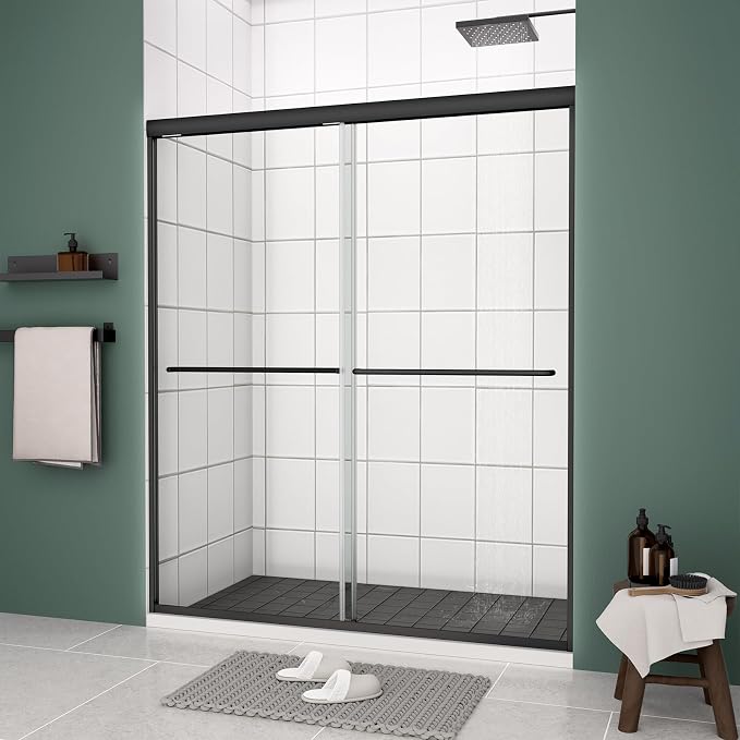 Bypass Glass Shower Door 56-60" W x 70" H by VUMALL