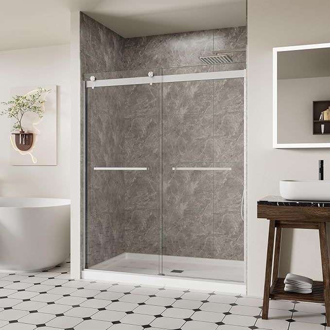 56-60" W x 74" H Frameless Shower Door, Double Sliding Shower Door by ACEDECOR