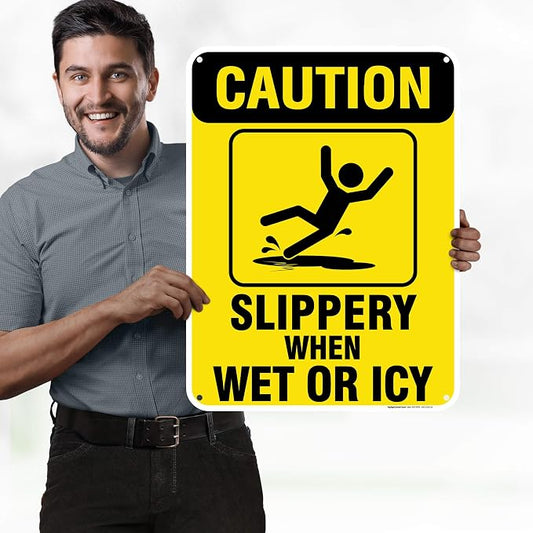Caution Slippery When Wet Sign or ICY Sign, Indoor/Outdoor Use, USA MADE By My - Image 2