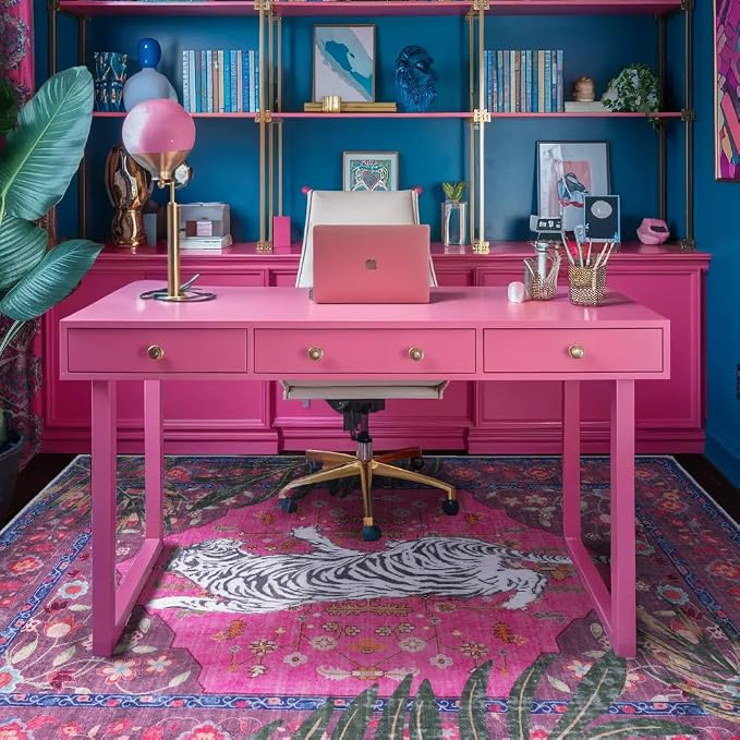 3x5 FT Leopard Rug for Living Room Hot Pink Leopard Vintage Animal Rug - Image 7