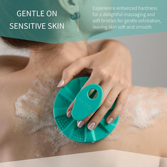 Silicone Body Scrubber 2 Pack, BEAUTAIL Gentle Bristles Shower Bath Brush - Image 3