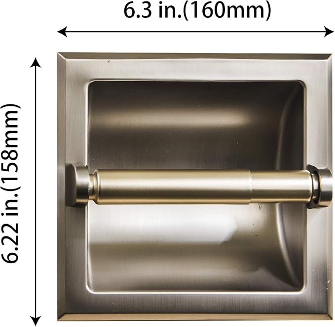SENTO Recessed Brushed Nickel Toilet Paper Holder, Wall Mounted Heavy Duty - Image 2