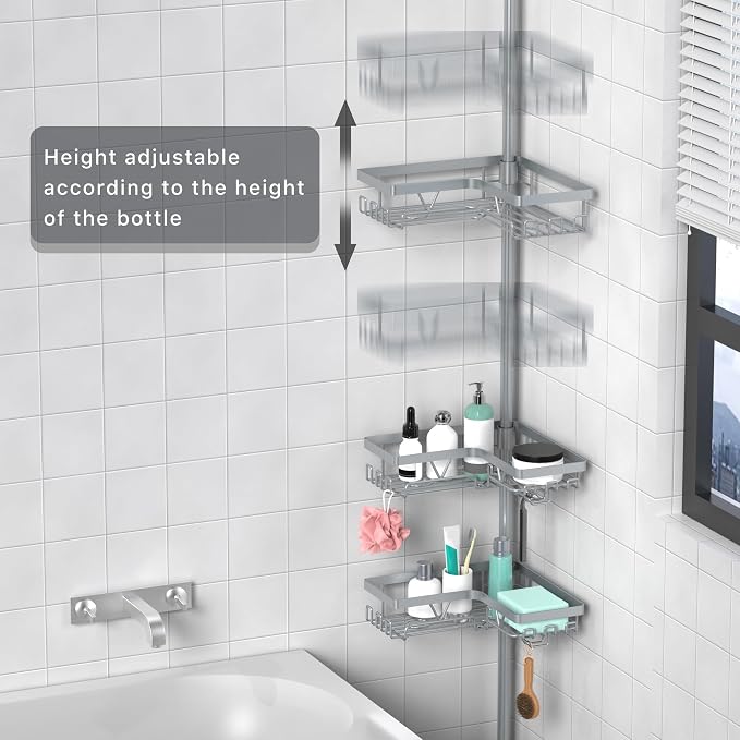KEGII 4-Tier Corner Shower Caddy Tension Pole - Image 2