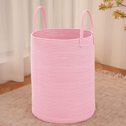 Large Woven Laundry Basket Hamper, 100L Cotton Rope Storage Bin by JMvicyroam