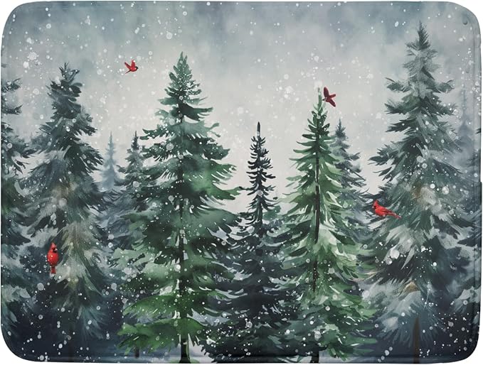 Christmas Tree Dish Drying Mat for Kitchen Counter Winter Pine Tree Dish Drying by Kawani