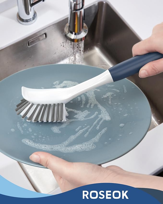 Dish Brush with Built-in Scraper, Kitchen Scrub Brush - Image 5