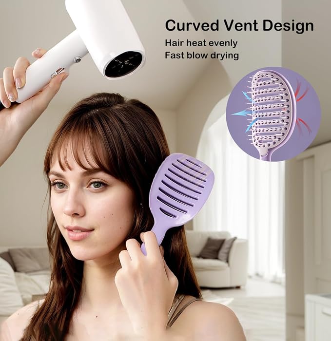 Self Cleaning Hair Brush, Curved Vented Detangler Brush - Image 4