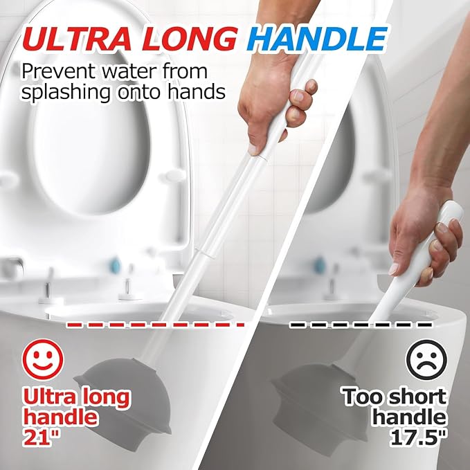 2Pack 2 in 1 Toilet Brush and Plunger Set, Toilet Bowl Brush Plunger Set - Image 2