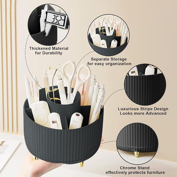 Makeup Brush Holder Organizer, 360° Rotating Makeup Brush Organizer, 5 Slot - Image 3