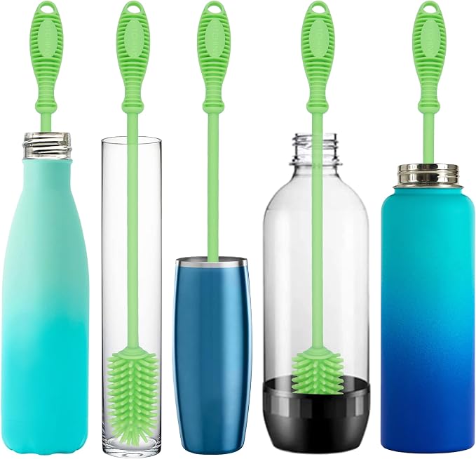 12.5" Silicone Bottle Brush & Straw Cleaner Brush Set | Water Bottle Cleaner - Image 3