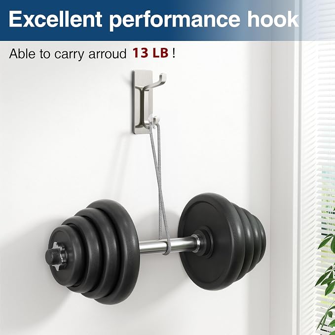 pickpiff Wall Hooks for Coat and Towel: 13LB Adhesive Door Hanger Stick on - Image 3