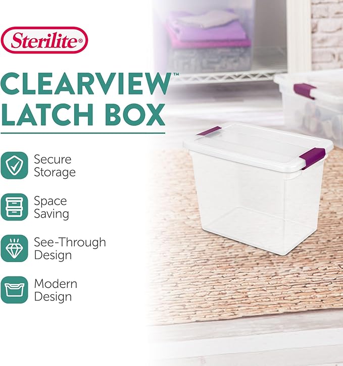 Sterilite 18-Pack ClearView Latch Box, Stackable Storage Organizer Bins - Image 3